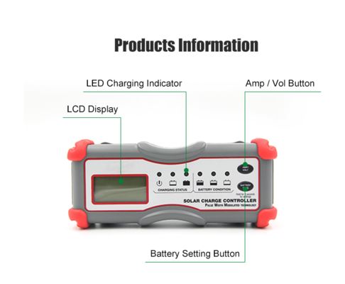Pengontrol Pengisian Daya Surya Digital 5 Tahap 600W IP65 PWM untuk Sistem Surya