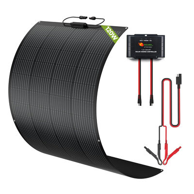 Harga yang bagus 100W 120W ringan berat rv panel surya kit untuk sistem 12 volt untuk motorhome dengan IP65 Waterproof kontroler muatan cerdas untuk kedua asam timbal dan Lithium Baterai on line