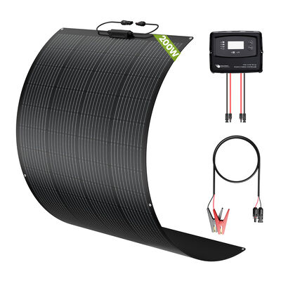 Harga yang bagus Kit panel surya 200w untuk rv karavan, campervan, motorhome dengan panel surya semi fleksibel dan pengontrol surya pwm pengisian 5 tahap IP67 untuk baterai AGM GEL WET CALCIUM LiFePO4 dan LTO on line